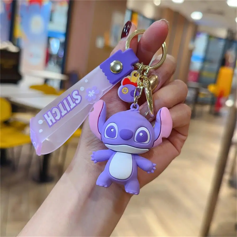 Cartoon Disney Lilo Stitch Silicone Pendant Keychain for Women Men Fans ... - $4.62