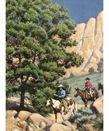 Walter A Weber Cowboy Cowgirl Trail Riding out West on Paint Horse art p... - £9.62 GBP