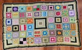 Granny Square 88&quot;x51.5&quot; Afghan Crochet Vtg Blanket in Pastel Colors! - £36.38 GBP