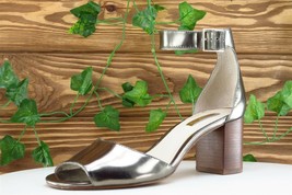 Louise et Cie Sz 6.5 M Silver Ankle Strap Leather Women Sandals - £13.41 GBP