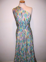 5.75yds Off White Silk W/ Light Blue Aqua Pink Black Print Mini Sequin Accents - £134.31 GBP