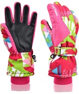 Ski Gloves, Waterproof -30℉ Winter Snow Gloves, Kids 8-9 years, rose-red... - $24.02