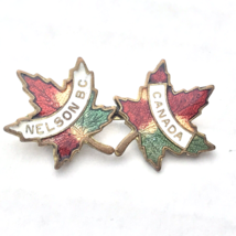 Nelson BC Canada Autumn Maple Leaf Multi Color Metal Vintage Pin - $15.49