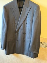 Canali Wool Charcoal Gray Blue Pin Stripe Jacket SZ 52 R  Italy - $78.21