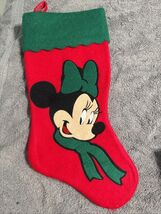Disney Minnie Mouse Christmas Stocking Red Green Vintage Felt 1990s - $19.79
