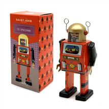 TV SPACEMAN ROBOT 5" Saint St. John Wind Up Tin Toy Collectible Retro Sp... - $29.95