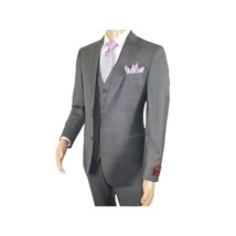 Men Suit BERLUSCONI Turkey 100% Italian Wool Super 180's 3pc Vested #Ber9 gray image 4