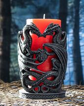 Celtic Dual Dragons Earth Guardians Candleholder Pen Bottle Holder Figurine - $29.99