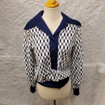 Vintage Apparel International Women&#39;s Blue and White Patterned Sweater, Size 8 - £27.82 GBP