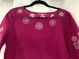 Lilly Pulitzer Pink Solid Long Sleeve Linen/Cotton Top Sz 8 - £55.68 GBP