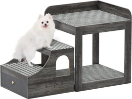 Cyclysio Pet Window Perch With Stairs, Super Large Pet Bunk Bed For Cats,, Grey - $220.98