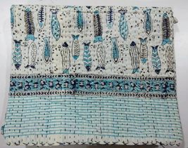 Fish Print Kantha Quilt,Indian Hand Block Print Kantha Quilt,Reversible ... - $53.89+