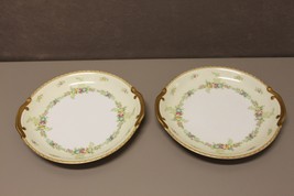 2 Vintage Handpainted &#39;Meito China&#39; Plates, Small Platter Double Handled Floral - £15.85 GBP