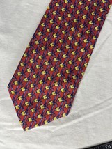 Bardelli Roma Repp Tie Red Blue Gold All Silk Italian Design - $10.00