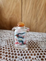 Asian Reverse Painted Glass Snuff Perfume Bottle Empty Pretty 3&quot; - £28.58 GBP