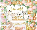 Two Wild Birthday Decorations Girl, Jungle Theme 2Nd Birthday Party Supp... - £47.85 GBP