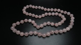 Antique 30&quot; x 10mm Chinese Rose Quartz Knotted Necklace - $112.93