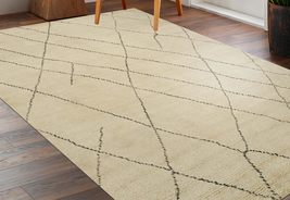 EORC IE421BG9X12 Hand Knotted Wool Modern Moroccan Rug, 9&#39; x 12&#39;, Beige Area Rug - £1,133.86 GBP