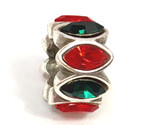 Brighton Navette Spacer Red Green Bead, J95132, Silver Finish, New - £15.17 GBP