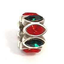 Brighton Navette Spacer Red Green Bead, J95132, Silver Finish, New - £15.17 GBP