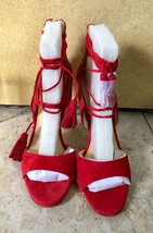 Ivanka Trump Red Suede Leather Strappy Lace Up Sandal Shoe $175 New NIB ... - $75.00