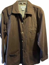Cabin Creek VTG Shacket Womens Large Brown Long Sleeve Button Down Canvas Cotton - £19.78 GBP