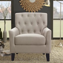 Reading Small Arm Living Room Comfy Accent Bedroom Chairs, Warm Beige, Rosevera - £187.75 GBP