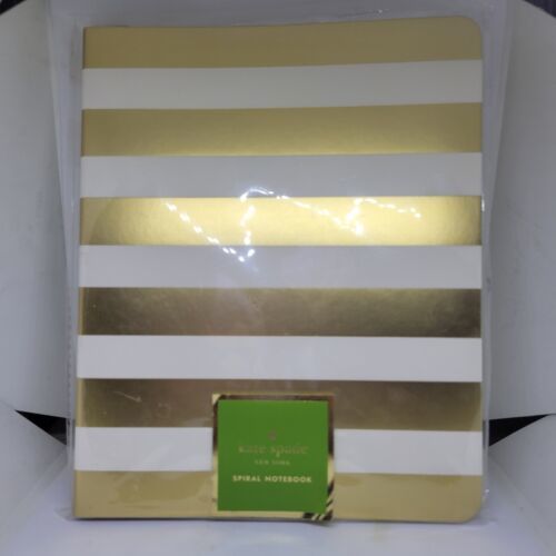 Kate Spade Gold Stripe Concealed Spiral Notebook New - $21.78