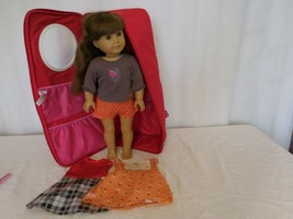 American Girl Doll Pleasant Co.brown hair green eyes + AG Case + Saige Pajamas - $80.21