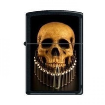 Zippo Lighter - Skull with Bullets Black Matte - 853212 - $30.56