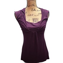 Elegant Purple Sleeveless Draped Top Rayon Blend Stretch Fitted Blouse - £13.35 GBP