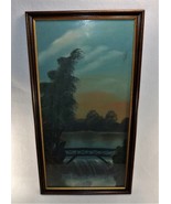 Framed Vintage Oil Painting Signed Carson Landscape &amp; Waterfall 25 1/4&quot; ... - £53.55 GBP