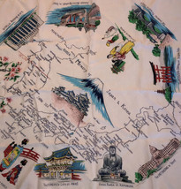 Memory Of Japan &amp; Korea Landmarks Vintage Souvenir Linen - $342.97 MXN