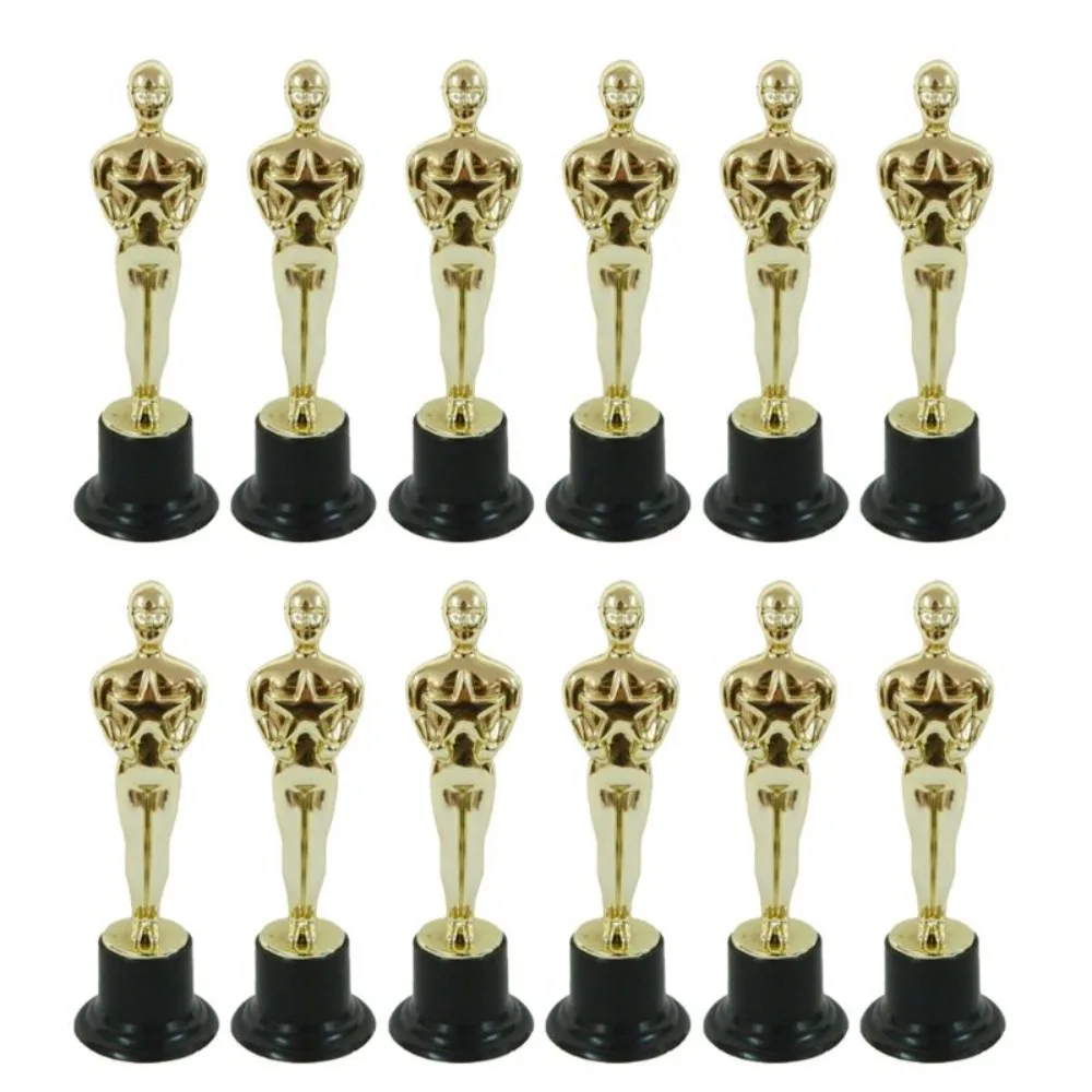 3Pcs Mini Oscar Statuette Mold Magnificent Prop Trophies Reward Statuette Toy - £8.69 GBP