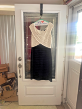 Tadashi Shoji LT Beige Black Sleeveless Shutter Pleated Sheath Dress XL ... - $47.47