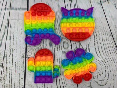 Primary image for 4 Pack Pop Fidget Toys Rainbow Different Shapes