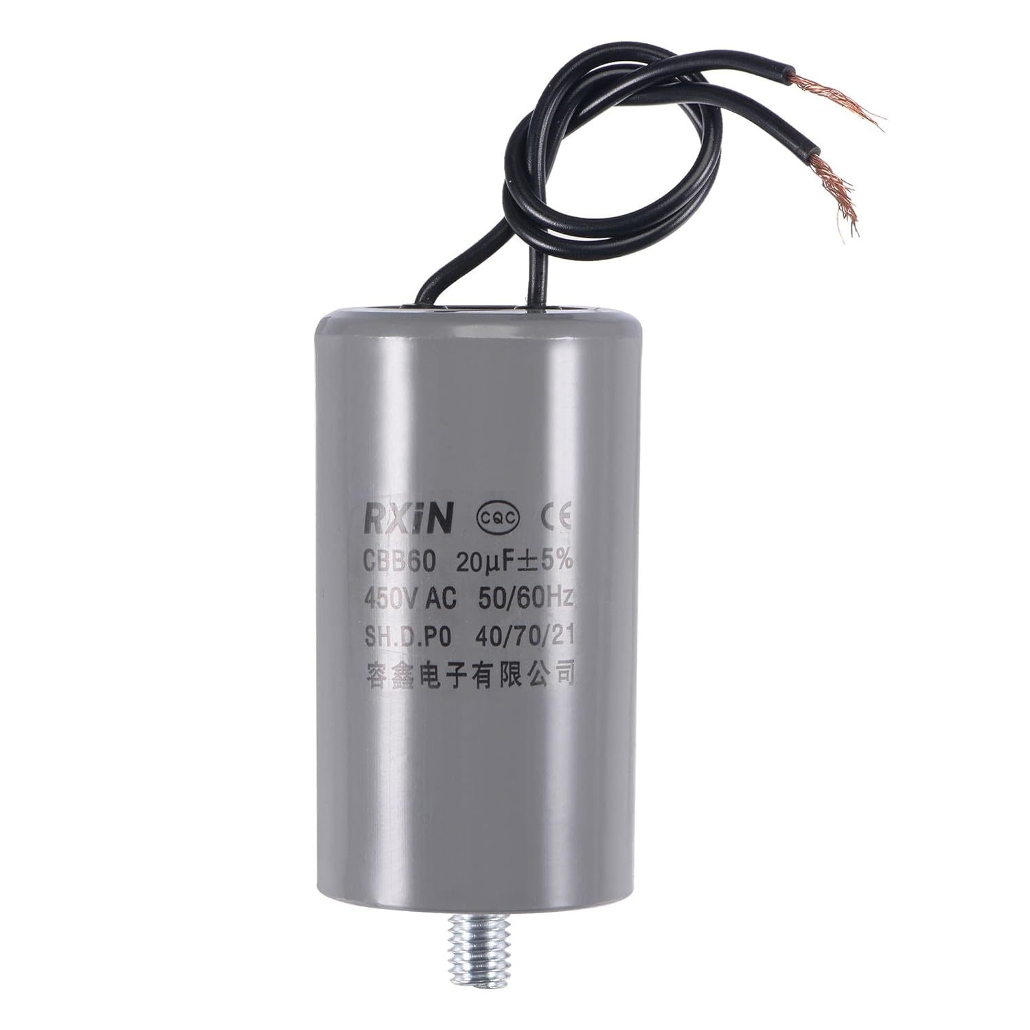 Uxcell Cbb60 Run Capacitor 20Uf 450V Ac 2 Wires 50/60Hz Cylinder 74X40Mm... - $38.92