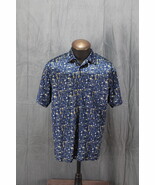 Vintage Button Down Shirt - 1990s Rave Abstract Square Pattern - Men&#39;s L... - $66.86 CAD