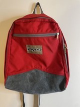 Vintage Jansport Leather Bottom Backpack Red - £27.07 GBP