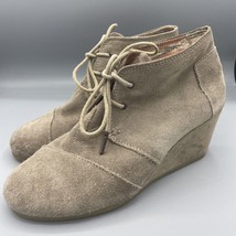 TOMS Women&#39;s Tan Faux Suede Ankle Boot Wedge Lace Up Womens 8 Casual Bootie - $121.48 MXN