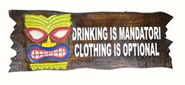 WorldBazzar Hand Carved Wooden Tiki MASK Drinking is MANDATORI, Clothing is Opti - $29.64