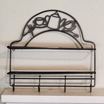 Kitchen Utility Shelf w/ Hooks Gray Metal Wall Mount 15&quot; T x 17&quot; W - $62.65