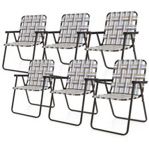 6 Pieces Folding Beach Chair Camping Lawn Webbing Chair-Brown - Color: Brown - $282.32 CAD