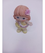 RUSS Miss December Birthday Girl Yellow Porcelain Figurine 3&quot; Vintage - $175.74 MXN