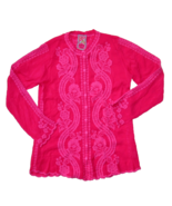 NWT Johnny Was Midge Blouse in Pink Tonal Embroidered Button Top XS - $128.70