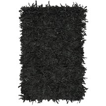 SAFAVIEH Leather Shag Collection Accent Rug - 3&#39; x 5&#39;, Black, Hand-Knotted Moder - £69.59 GBP