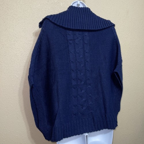 Vertigo Paris NAVY Double Breasted Knit Cape Cardigan SZ L $160 Item image 6