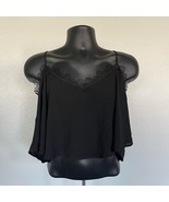 BCBG Max Azria Black Lace and Pleated Cami Top Womens Size Large NWT - £35.02 GBP