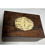 Vintage wooden trinket box with ivory Asian Accent on Lid Mended - $16.23 CAD