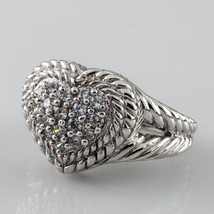 Judith Ripka Sterling Silver CZ Diamonique Heart Ring Size 6.75 - $274.43